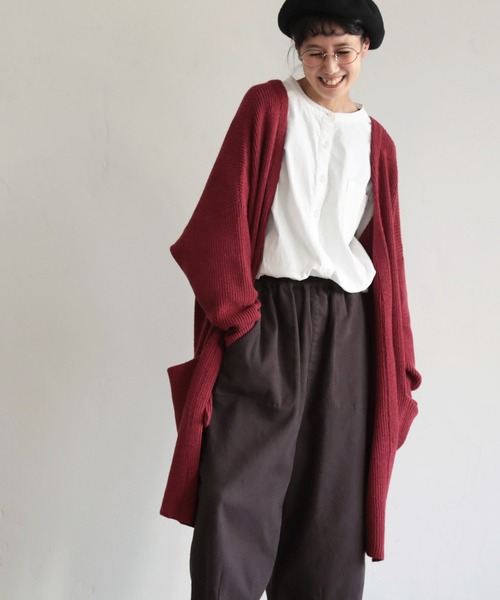 「soulberry」 ニットカーディガン M グレイッシュベージュ レディース_画像3