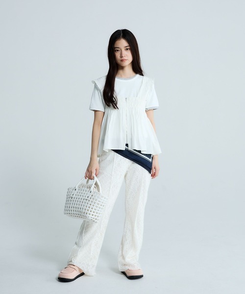 ジーナシス　shirring blouse おね　el 楽天市場】【SALE／50%OFF】シャーリングシアーVブラウス JEANASIS