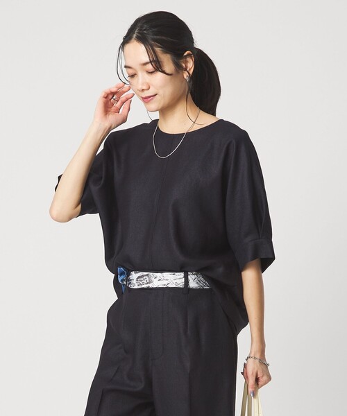 ブラウス シャツ リネンライク ブラウス マシンウォッシャブル ストレッチ UVカット レディースの画像
