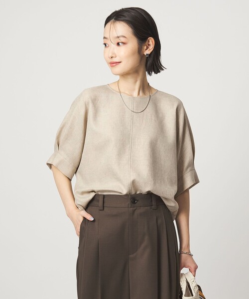 ブラウス シャツ リネンライク ブラウス マシンウォッシャブル ストレッチ UVカット レディースの画像
