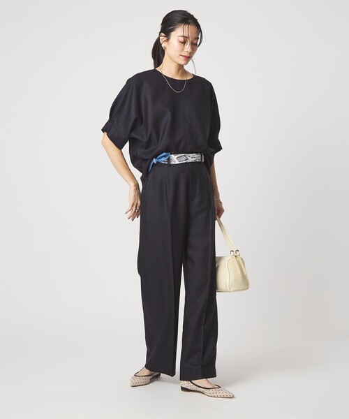 ブラウス シャツ リネンライク ブラウス マシンウォッシャブル ストレッチ UVカット レディースの画像