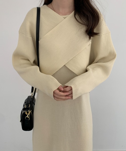 「ABITOKYO」 長袖ワンピース FREE ベージュ レディース_画像2