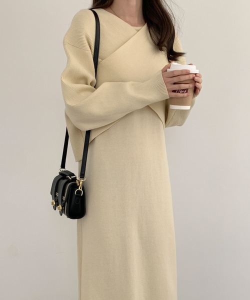 「ABITOKYO」 長袖ワンピース FREE ベージュ レディース_画像3