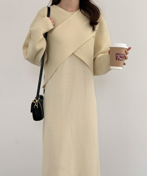 「ABITOKYO」 長袖ワンピース FREE ベージュ レディース_画像5