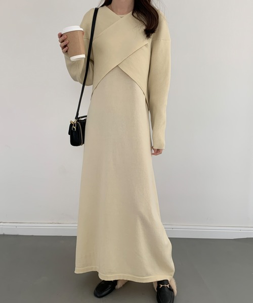 「ABITOKYO」 長袖ワンピース FREE ベージュ レディース_画像6