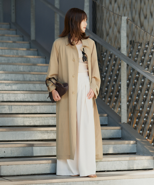 専用【美品】プラージュ 23SS Balmacaan コート 薄手 ベージュ36 plage（プラージュ） コート アウター Sway Balmacaan コート