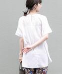 ブラウス シャツ 半袖 ピンタックレースブラウ...の詳細画像5