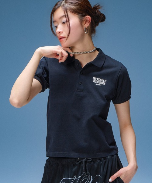 X-girl（エックスガール） ポロシャツ ポロ VINTAGE LABEL FACE BABY