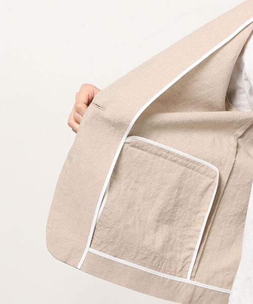 「Demi-Luxe BEAMS」 ノーカラージャケット 38 ナチュラル レディースの画像