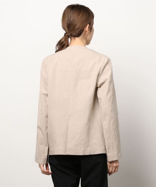 「Demi-Luxe BEAMS」 ノーカラージャケット 38 ナチュラル レディースの画像