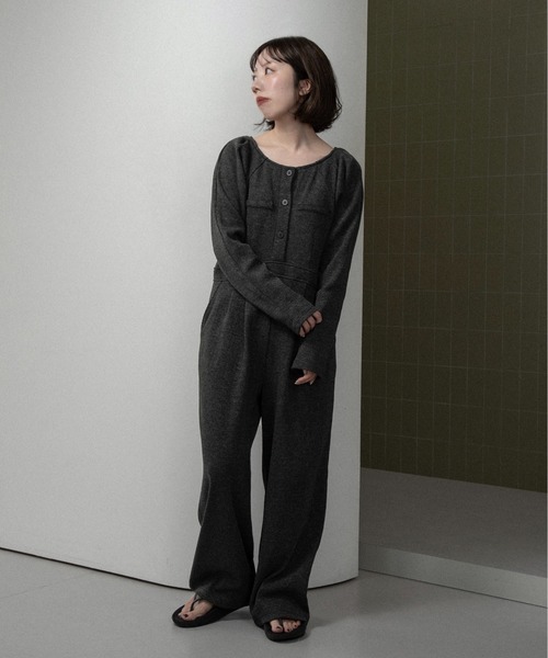 オールインワン waffle mix shoulder puff allinone / ワッフルミックスショルダーパフオールインワン レディース