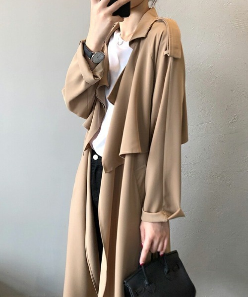 「COCOMOMO」 トレンチコート L グリーン レディース_画像9