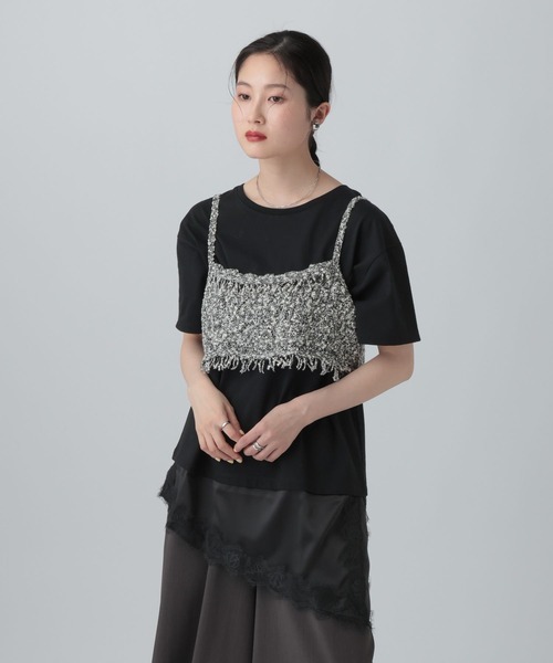 JAM♡レース被布 LEPSIM（レプシィム） tシャツ サテンレースドッキングT 668376