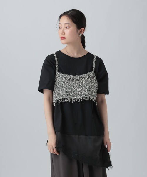 LEPSIM（レプシィム） tシャツ 半袖 サテンレースドッキングT 668376