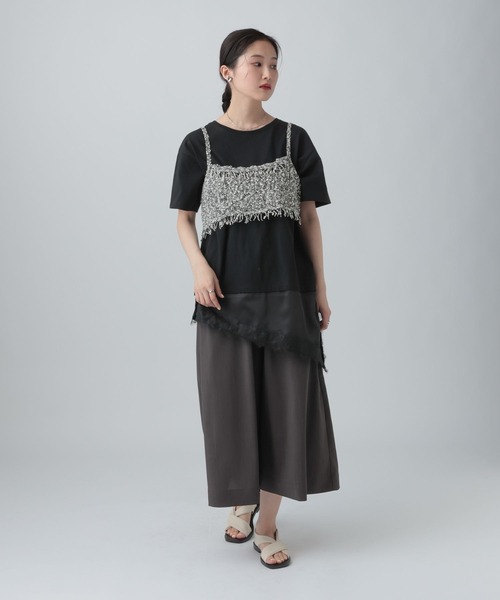LEPSIM（レプシィム） tシャツ 半袖 サテンレースドッキングT 668376