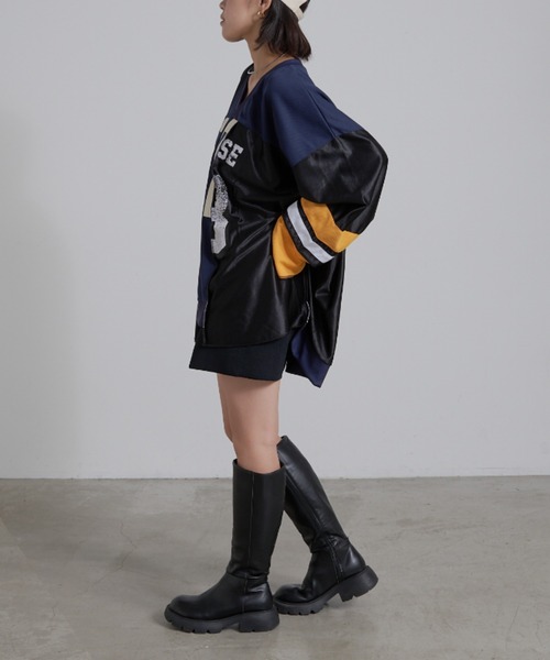 「etsinta」 半袖Tシャツ ONE SIZE ネイビー レディース_画像7