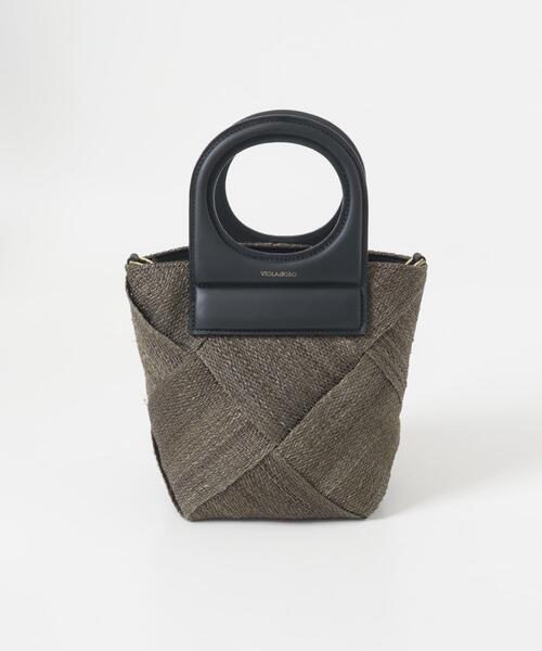 ショルダーバッグ バッグ VIOLAd'ORO レザーハンドルアバカメッシュ
