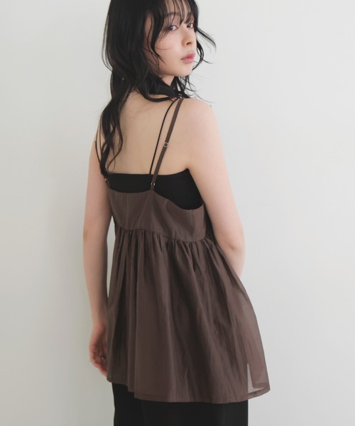 25AW DOMELLE キャミソール　シアー　ギャザー　日本製　ドメル LIAN（リアン） キャミソール レースシアーキャミ : ZOZOTOWN Yahoo!店
