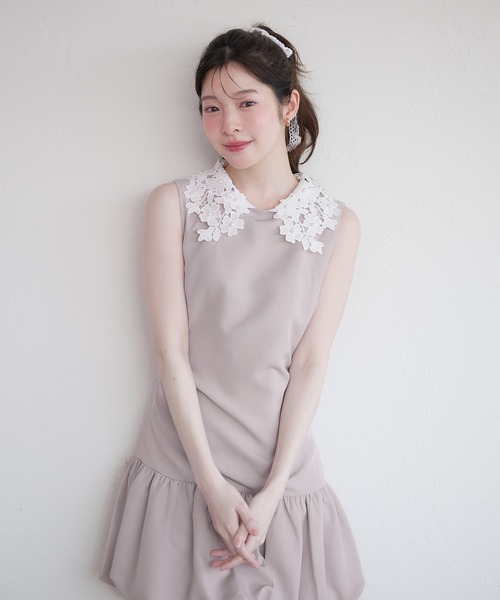 fupel ワンピース flower lace collar balloon onepiece / フラワー