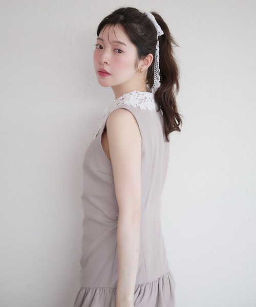 fupel ワンピース flower lace collar balloon onepiece / フラワー