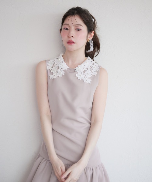 fupel ワンピース flower lace collar balloon onepiece / フラワー