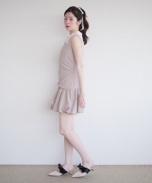 fupel ワンピース flower lace collar balloon onepiece / フラワー