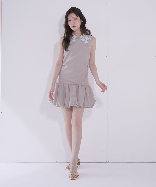 fupel ワンピース flower lace collar balloon onepiece / フラワー