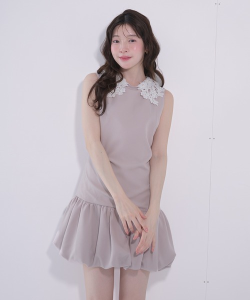 fupel ワンピース flower lace collar balloon onepiece / フラワー
