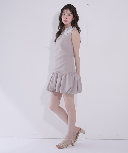 fupel ワンピース flower lace collar balloon onepiece / フラワー