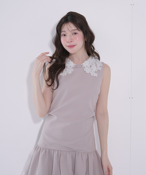 fupel ワンピース flower lace collar balloon onepiece / フラワー