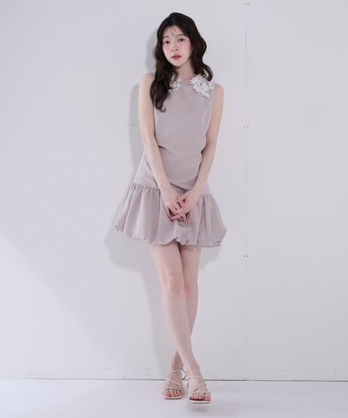 fupel ワンピース flower lace collar balloon onepiece / フラワー