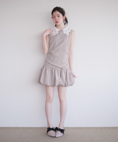 fupel ワンピース flower lace collar balloon onepiece / フラワー