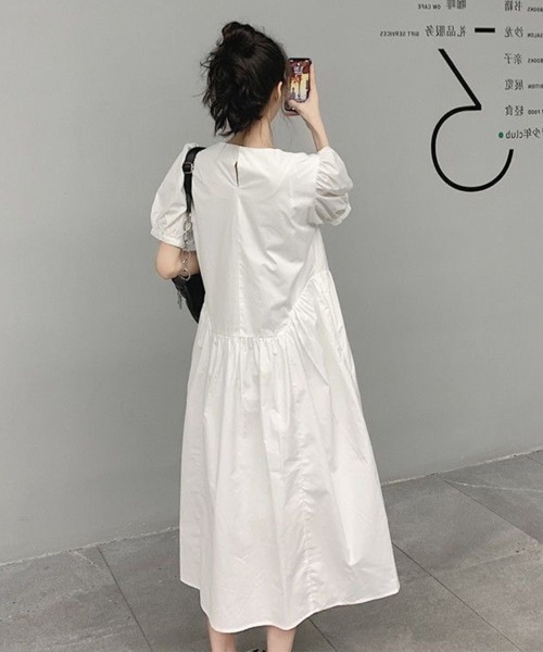 ワンピース 半袖 ギャザー切替パフ袖ワンピース : ZOZOTOWN Yahoo!店