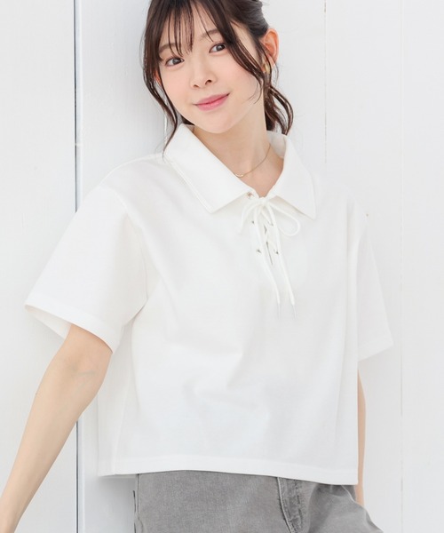 Honeys（ハニーズ） tシャツ 半袖 レースアップトップス レディース