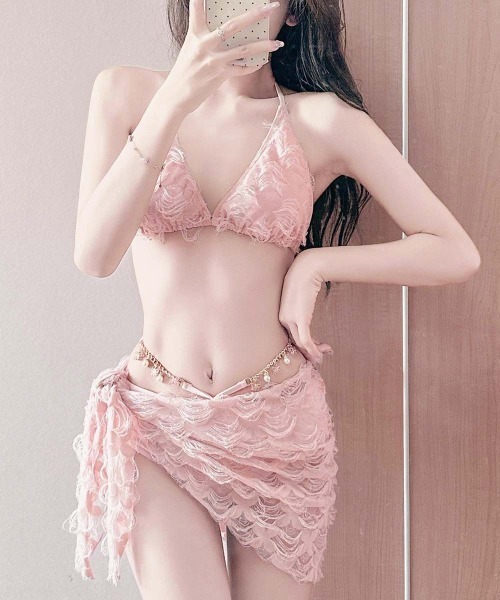 サテン セクシー水着3点セット miniministore（ミニミニストア） 水着 ビキニレディース セクシー水着