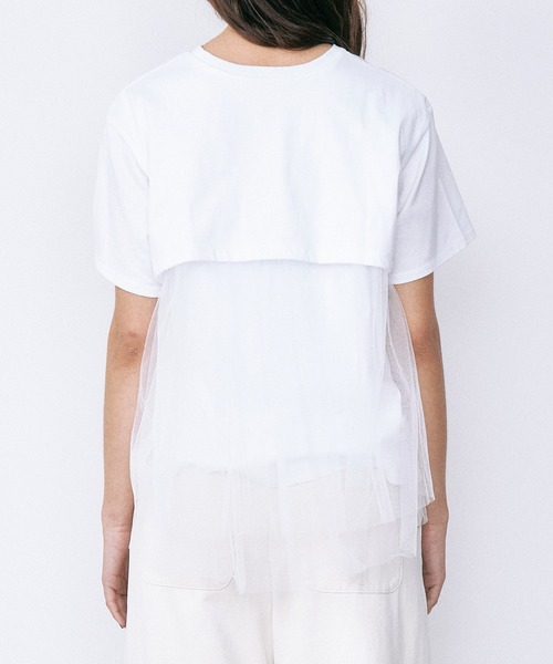 tシャツ チュールパネルAラインTシャツ / Tulle Panel A-Line T-Shirt レディースの画像