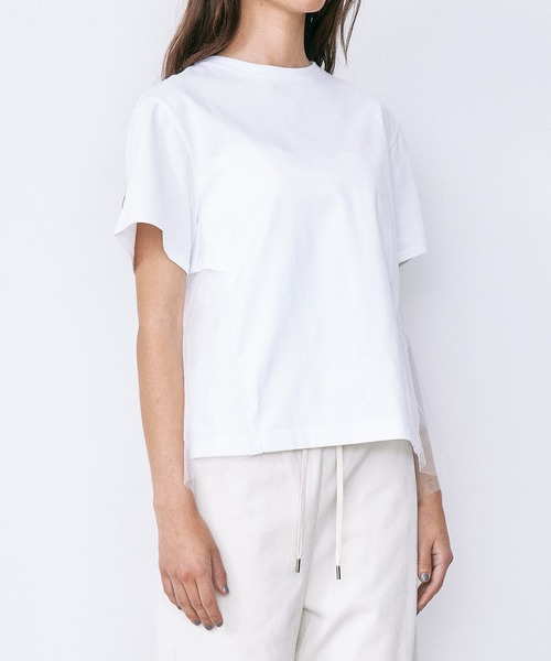 tシャツ チュールパネルAラインTシャツ / Tulle Panel A-Line T-Shirt レディースの画像