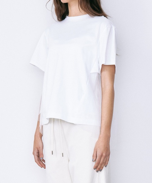tシャツ チュールパネルAラインTシャツ / Tulle Panel A-Line T-Shirt レディースの画像
