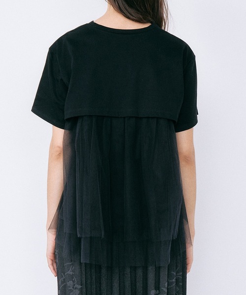 tシャツ チュールパネルAラインTシャツ / Tulle Panel A-Line T-Shirt レディースの画像