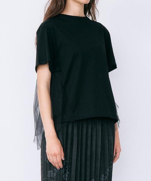 tシャツ チュールパネルAラインTシャツ / Tulle Panel A-Line T-Shirt レディースの画像