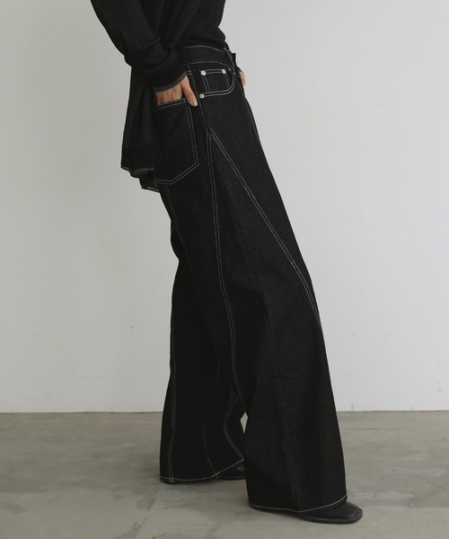 「hellam」 デニムパンツ SMALL インディゴブルー レディース_画像3