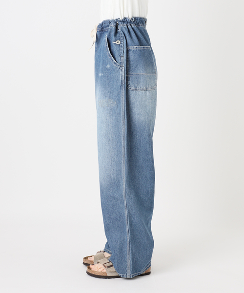 ワイドパンツ ジーンズ デニム デニムパンツ JOHNBULL/ジョンブル ライトデニムビブレスワークパンツ レディースの画像