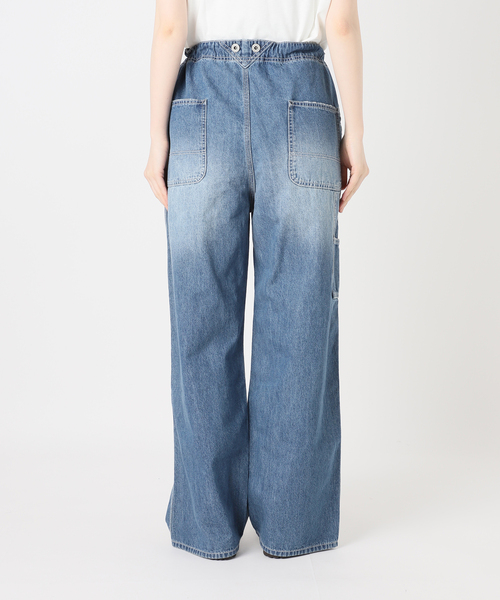 ワイドパンツ ジーンズ デニム デニムパンツ JOHNBULL/ジョンブル ライトデニムビブレスワークパンツ レディースの画像
