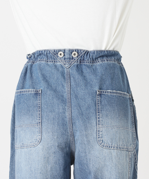 ワイドパンツ ジーンズ デニム デニムパンツ JOHNBULL/ジョンブル ライトデニムビブレスワークパンツ レディースの画像