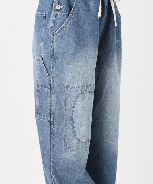 ワイドパンツ ジーンズ デニム デニムパンツ JOHNBULL/ジョンブル ライトデニムビブレスワークパンツ レディースの画像