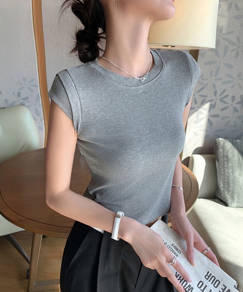 tシャツ 大人リブフレンチスリーブトップス レディース : ZOZOTOWN
