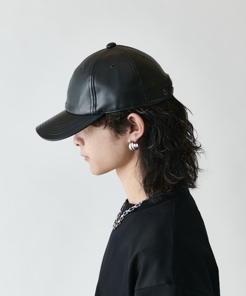 【CPH シーピーエイチ】シンセティック レザーキャスケット（ブラック） C-PLUS HEAD WEARS キャップ 帽子 メンズ CPH Exclusive