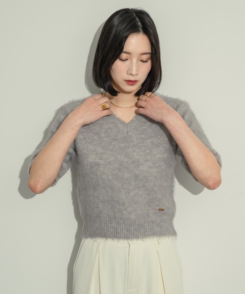 「NEUNA」 半袖ニット FREE グレー レディース_画像7
