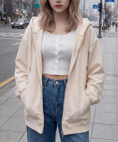 「cammie」 ジップアップパーカー L グレー レディース_画像4