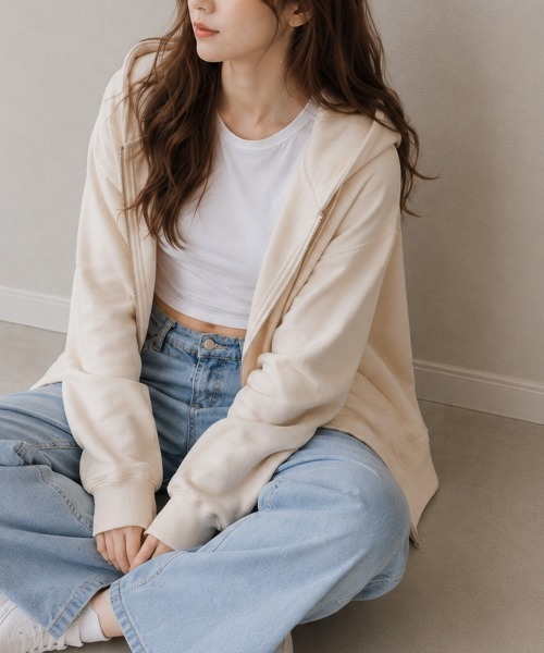 「cammie」 ジップアップパーカー L グレー レディース_画像5